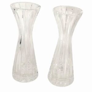 VINTAGE Pair of Matching Sparkling Crystal Bud Vases~ 6.4” tall